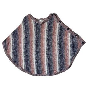 Motherhood Maternity Cotton Knit Poncho Striped Sweater, Soft, S/M